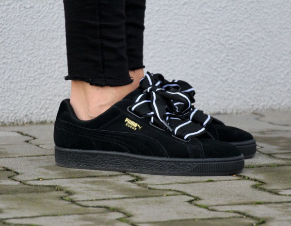 Giày Puma Basket Suede Heart Satin Black 364084-01 - Ảnh 3