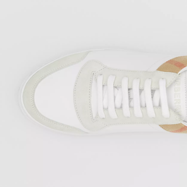 Giày Burberry House Check Cotton Sneakers Optic White 80241251 - Ảnh 4