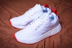 Alternative view of Giày Adidas NMD R2 Runner Primeknit 'White Red' BA7253