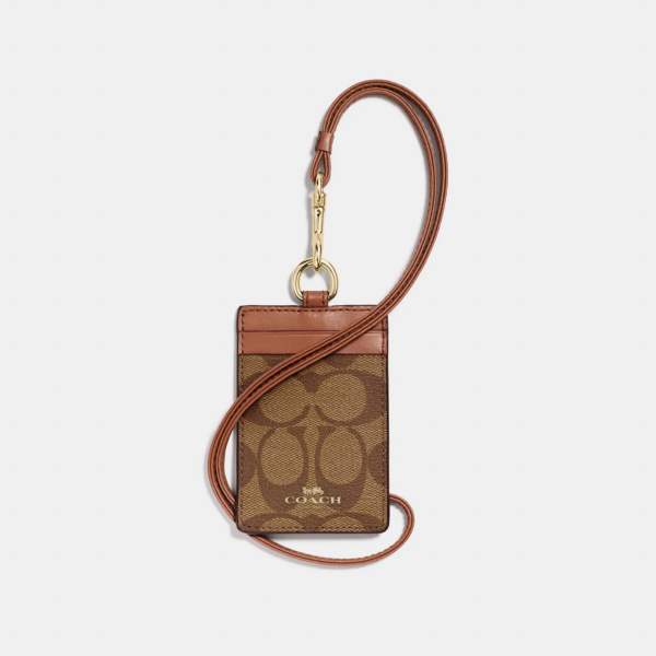 VÍ Coach ID Lanyard In Signature Canvas Khaki Saddle KQ1NS36EVD - Ảnh 2