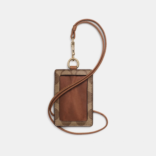 VÍ Coach ID Lanyard In Signature Canvas Khaki Saddle KQ1NS36EVD - Ảnh 3