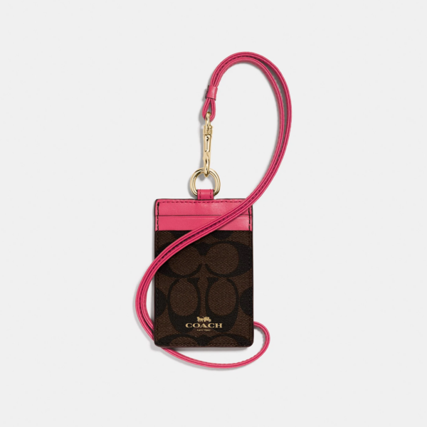 VÍ Coach ID Lanyard In Signature Canvas Strawberry TSLSVHTY2N - Ảnh 2