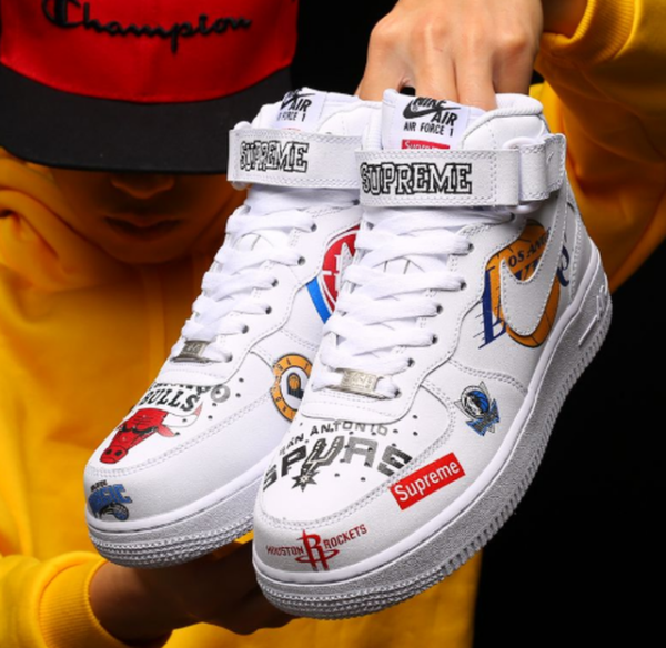 Giày NIke Supreme x NBA x Air Force 1 Mid 07 'White' AQ8017-100 - Ảnh 4