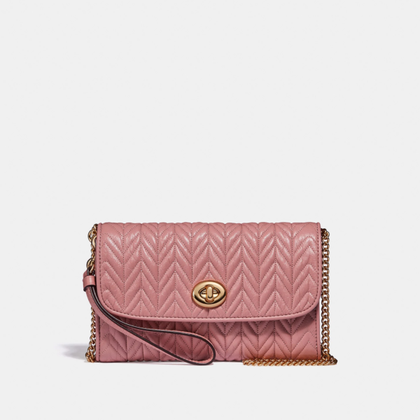 VÍ Coach Chain Crossbody With Quilting Pink Petal 76823 - Ảnh 3