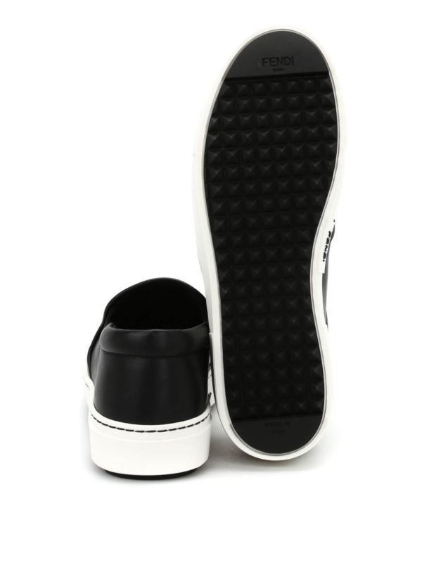 Giày Fendi Women's Black Leather Slip On Sneakers 8E5110 4RU F0700 - Ảnh 4
