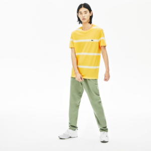 Ao Lacoste Striped Crewneck T-Shirt Yellow White TH5065-RX7