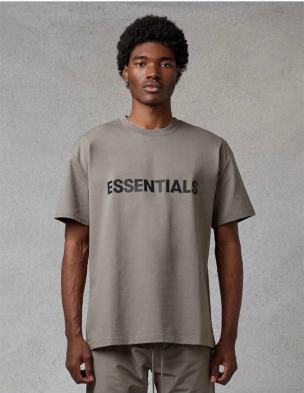 Fear Of God Essentials 3D Silicon Applique Boxy T-shirt Cement FOG-ES3SABTCMT - Ảnh 3