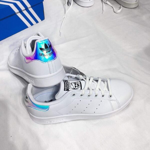 Giày Adidas Stan Smith J 'White Iridescent' FU6673 - Ảnh 2