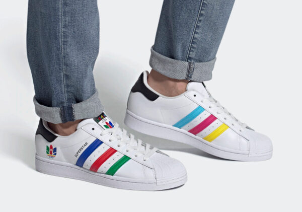 Giày Adidas Superstar J 'Colorful Stripes Cloud White' FW5236 - Ảnh 4