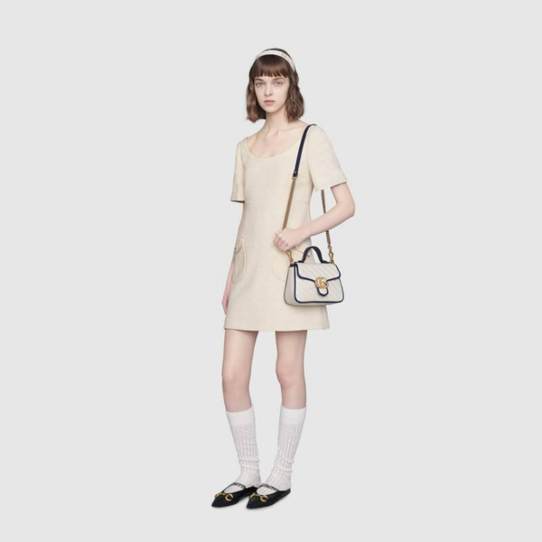 Túi Gucci GG Marmont Mini Top Handle Bag White 583571-0OLFX-9085 - Ảnh 2