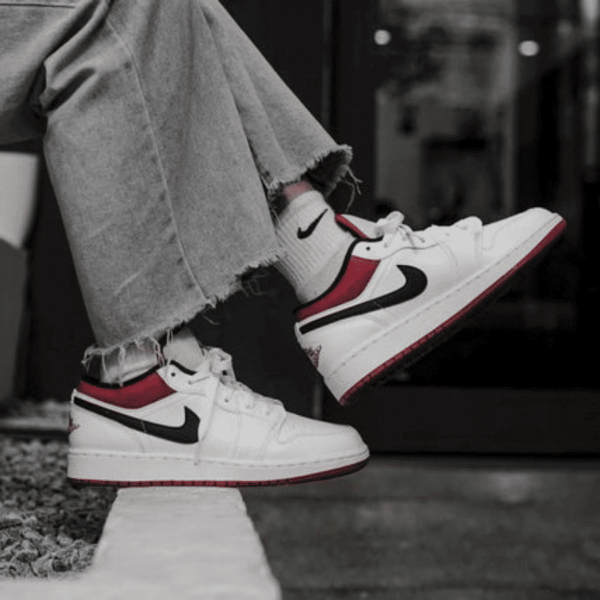 Giày Nike Air Jordan 1 Low GS 'White Gym Red' 553560-118 - Ảnh 5