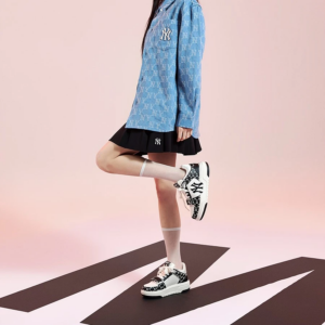 Giay MLB Chunky Liner Mid Monogram NY 'Black' 3ASXLM13N-50BKS