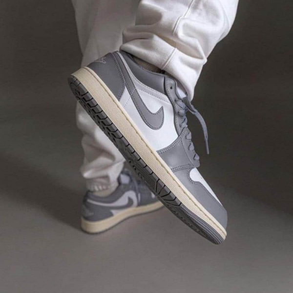 Giày Nike Air Jordan 1 Low (GS) 'Vintage Grey' 553560-053 - Ảnh 5