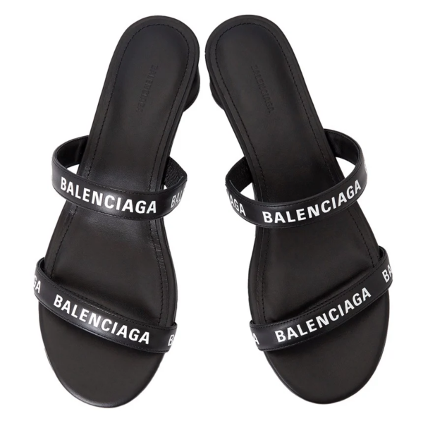 Giay Balenciaga Logo Round Slippers Sandals 'Black' 695000-WCAE1-1090
