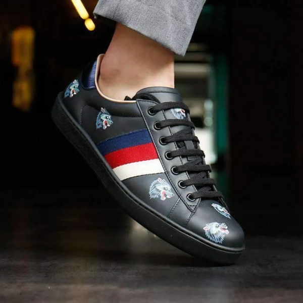 Giày Gucci Men's Ace Trainers Black 386750-0H810-1162 - Ảnh 2