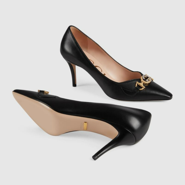 Giày Gucci Ladies Zumi Mid-Heel Pumps In Black 596860-C9D00-1000 - Ảnh 4