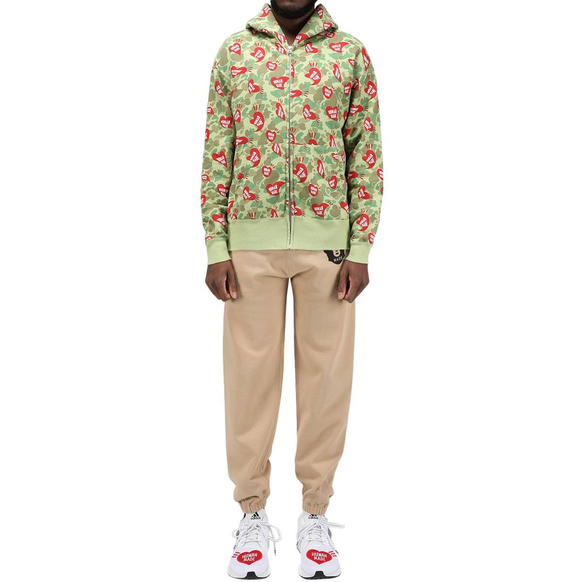 Áo Human Made Heart Camo Zip Hoodie Olive Drab HM324 - Ảnh 4