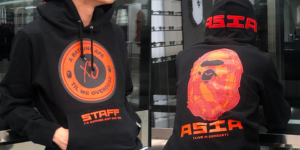 Alternative view of Áo Bape x XO Asia Staff Busy Works Pullover Hoodie Black Orange BA-XASBWPHBKOR