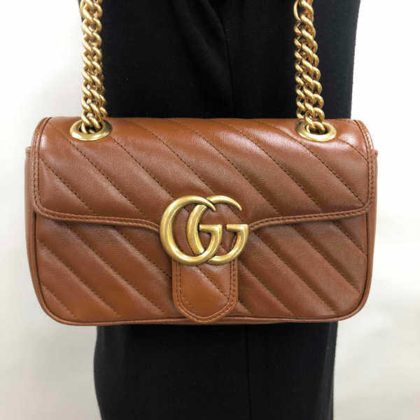 Túi Gucci GG Marmont Mini Matelassé Shoulder Bag Brown ‎446744-0OLFT-2535 - Ảnh 2