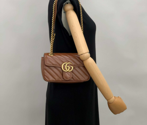 Túi Gucci GG Marmont Mini Matelassé Shoulder Bag Brown ‎446744-0OLFT-2535 - Ảnh 5
