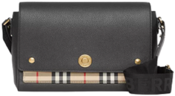 Túi Burberry Leather and Vintage Check Note Crossbody Bag 'Black'