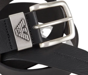 Alternative view of Thắt Lưng Giorgio Armani Leather Belt Logo Buckle 'Black'