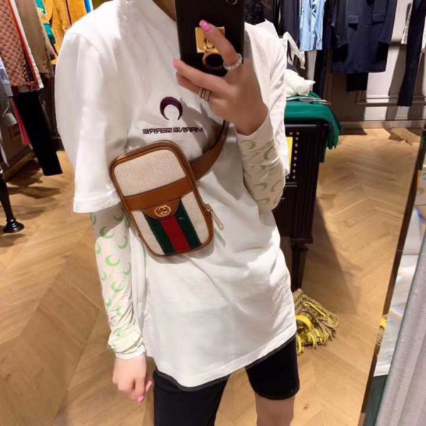 Túi Gucci Vintage Canvas Belted Iphone Case Beige 581519 98BFG 9686 - Ảnh 3