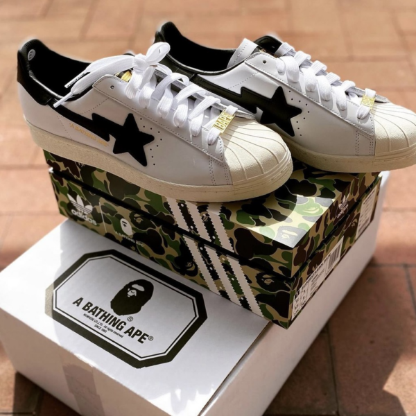 Giày Adidas BAPE x Superstar 'White Black' GZ8980 - Ảnh 2
