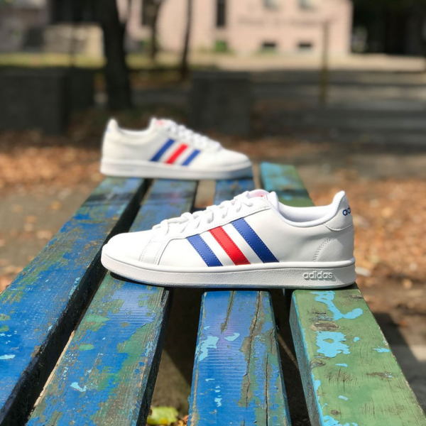 Giày Adidas Grand Court Base 'White Blue Active Red' EE7901 - Ảnh 3