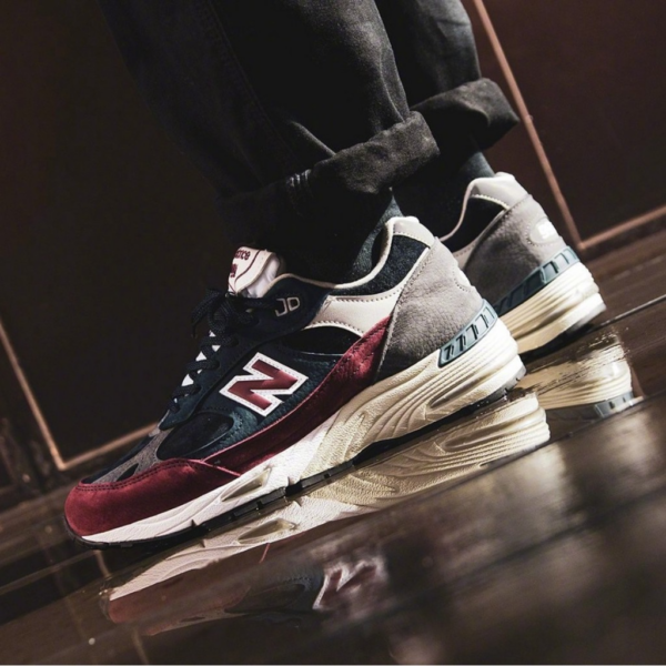 Giày New Balance 991 Made in England 'Navy Burgundy' M991RKB - Ảnh 4