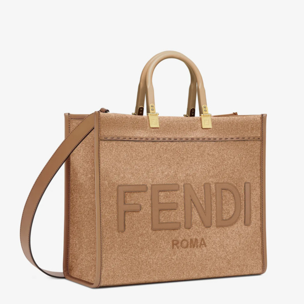 Túi Fendi Brown Flannel Shopper Bag 8BH386-AHJ9-F1F1T - Ảnh 2