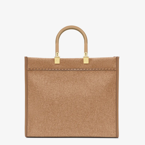 Túi Fendi Brown Flannel Shopper Bag 8BH386-AHJ9-F1F1T - Ảnh 3
