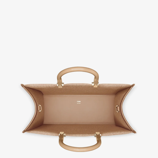 Túi Fendi Brown Flannel Shopper Bag 8BH386-AHJ9-F1F1T - Ảnh 4