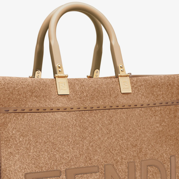 Túi Fendi Brown Flannel Shopper Bag 8BH386-AHJ9-F1F1T - Ảnh 5