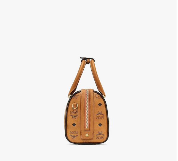 Túi MCM Small Essential Boston Bag In Visetos Original Cognac MWBAASE02CO001 - Ảnh 4