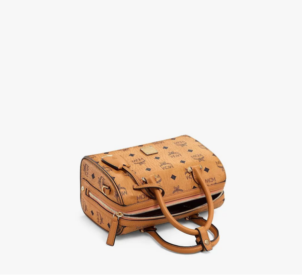 Túi MCM Small Essential Boston Bag In Visetos Original Cognac MWBAASE02CO001 - Ảnh 3