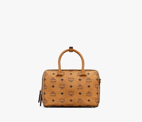 Túi MCM Small Essential Boston Bag In Visetos Original Cognac MWBAASE02CO001 - Ảnh 2