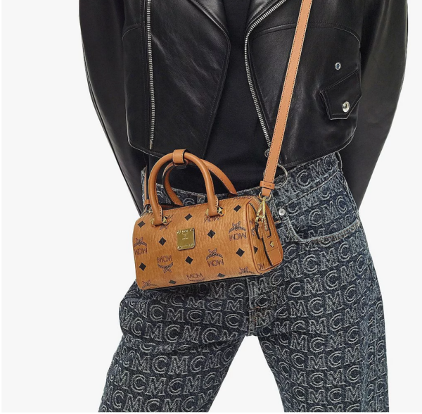 Túi MCM Mini Essential Boston Bag In Visetos Original Cognac MWBAASE03CO001 - Ảnh 2