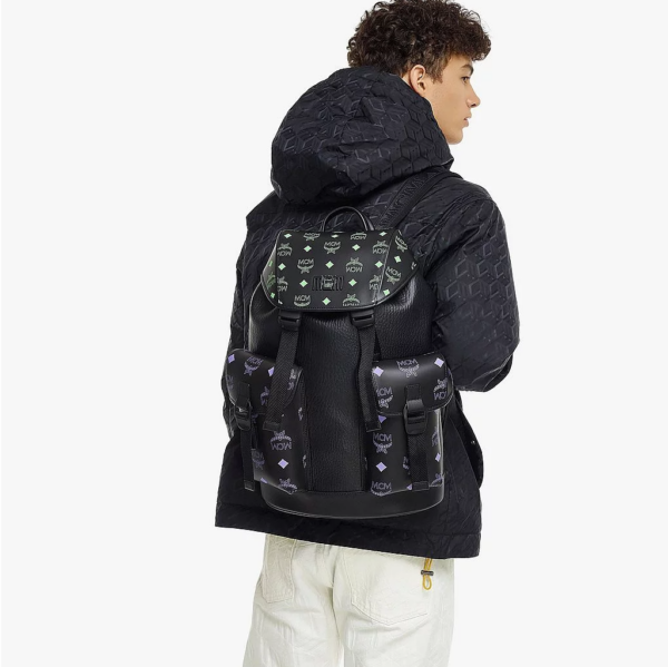 Balo MCM Splash Logo Leather Black MMKCSSX01U6001 - Ảnh 2