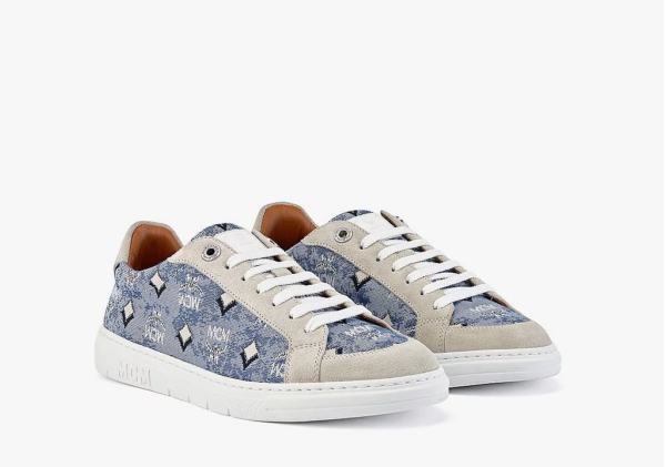 Giày MCM 37 IT Lo Sneakers Jacquard Monogram Blue MESBATQ02LU037 - Ảnh 5