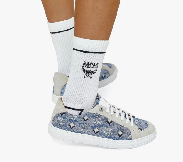 Giày MCM 37 IT Lo Sneakers Jacquard Monogram Blue MESBATQ02LU037 - Ảnh 4