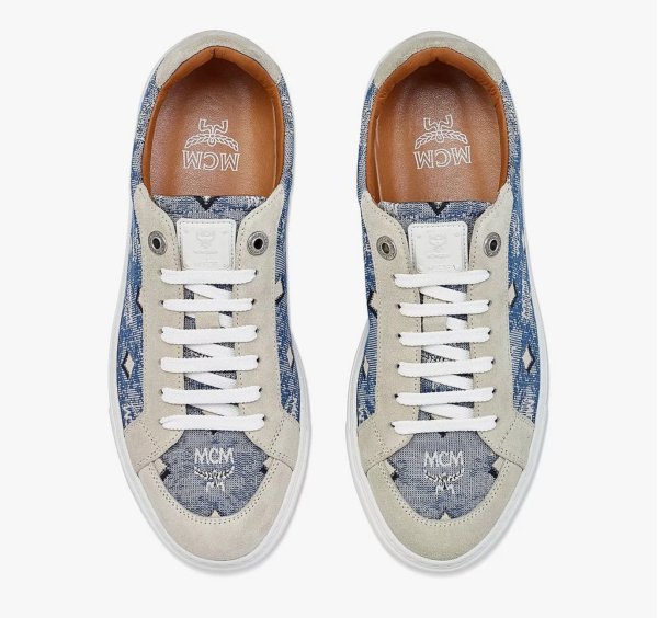 Giày MCM 37 IT Lo Sneakers Jacquard Monogram Blue MESBATQ02LU037 - Ảnh 2