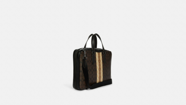Tui Coach Graham Slim Brief Canvas Varsity Stripe 'Gunmetal' C9826-QBMAA