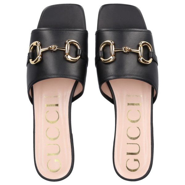 Dép Gucci Wmns Leather Slide Sandal Horsebit Black 623111-1RH00-1000 - Ảnh 3