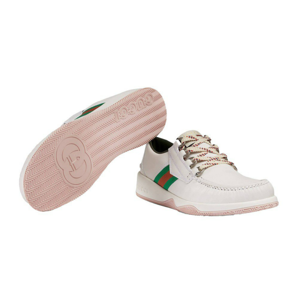 Giày Gucci Leather Web Lace Up Low 'White' 575399-D60D0-9070 - Ảnh 6