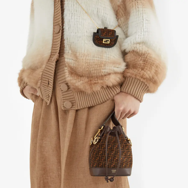 Túi Fendi Mon Tresor Leather Mini-Bag With FF Print 'Brown' 8BS010AFISF1E3L - Ảnh 2