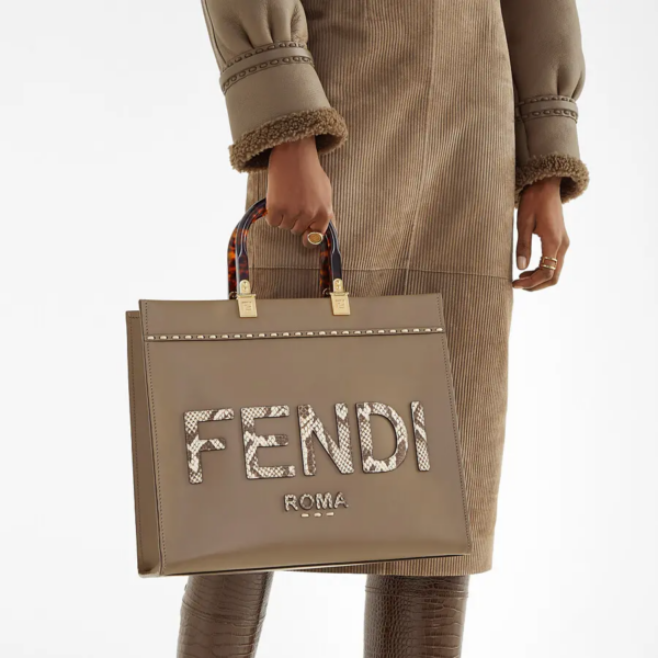 Túi Fendi Sunshine Medium Leather Elaphe Shopper 'Gray' 8BH386-AHN5-F1FEN - Ảnh 2