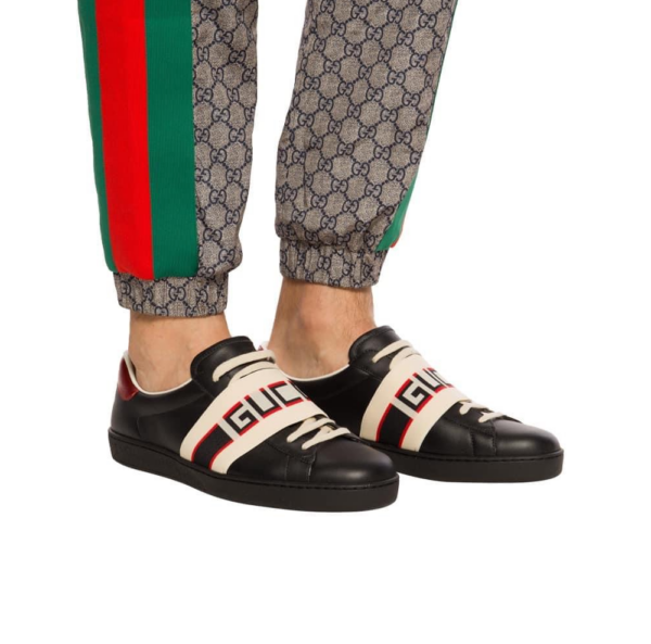 Giày Gucci Ace Stripe Leather 'Black' 523469-0FIV0-1076 - Ảnh 2