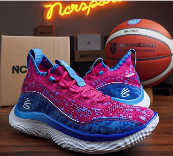 Giày Under Armour Curry Flow 8 GS Blue Pink 3024695-603 - Ảnh 6