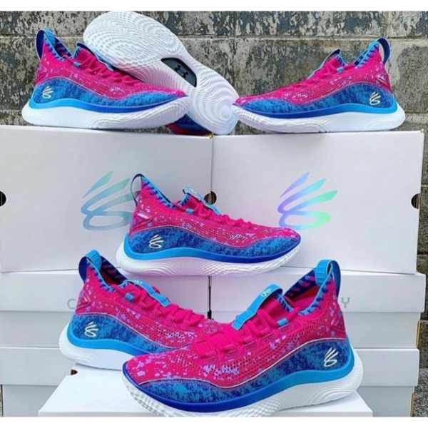 Giày Under Armour Curry Flow 8 GS Blue Pink 3024695-603 - Ảnh 4